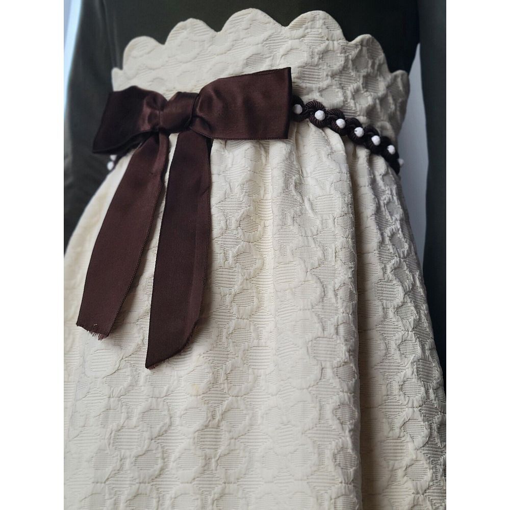 Vintage Kiki Hart 60's Maxi Dress Textured With Braid Trim And Brown Top With... - Picture 16 of 16